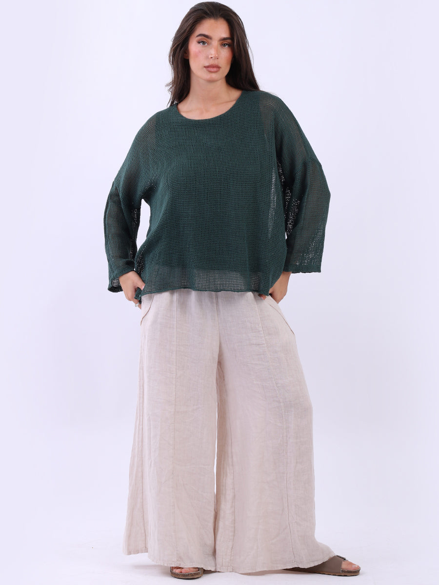 Mesh Net Cotton Top Bottle Green