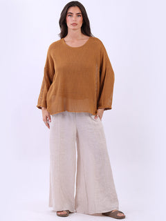 Mesh Net Cotton Top Mustard