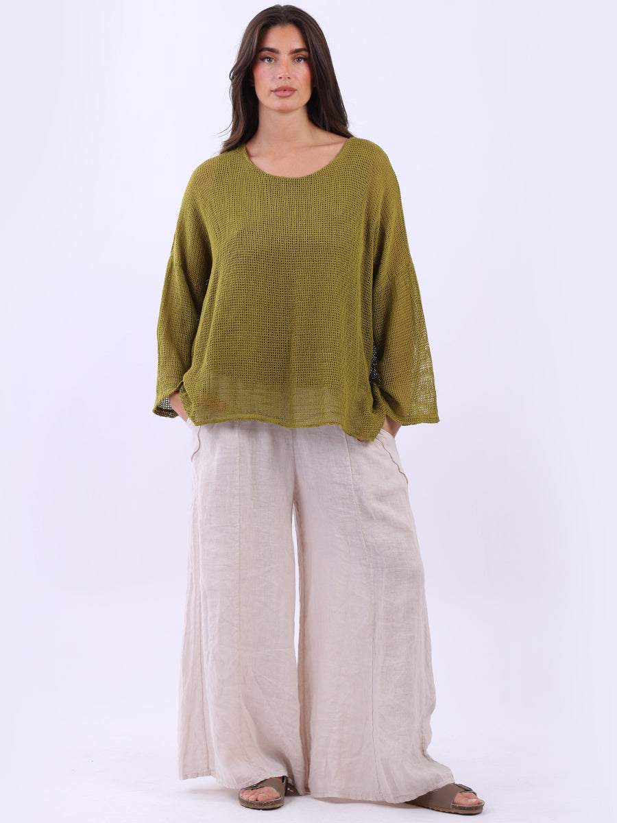 Mesh Net Cotton Top Olive