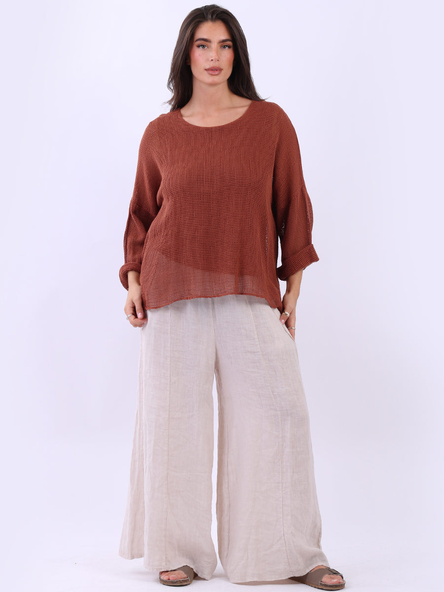 Mesh Net Cotton Top Rust