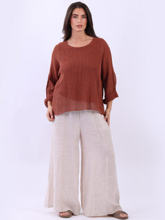 Mesh Net Cotton Top Rust