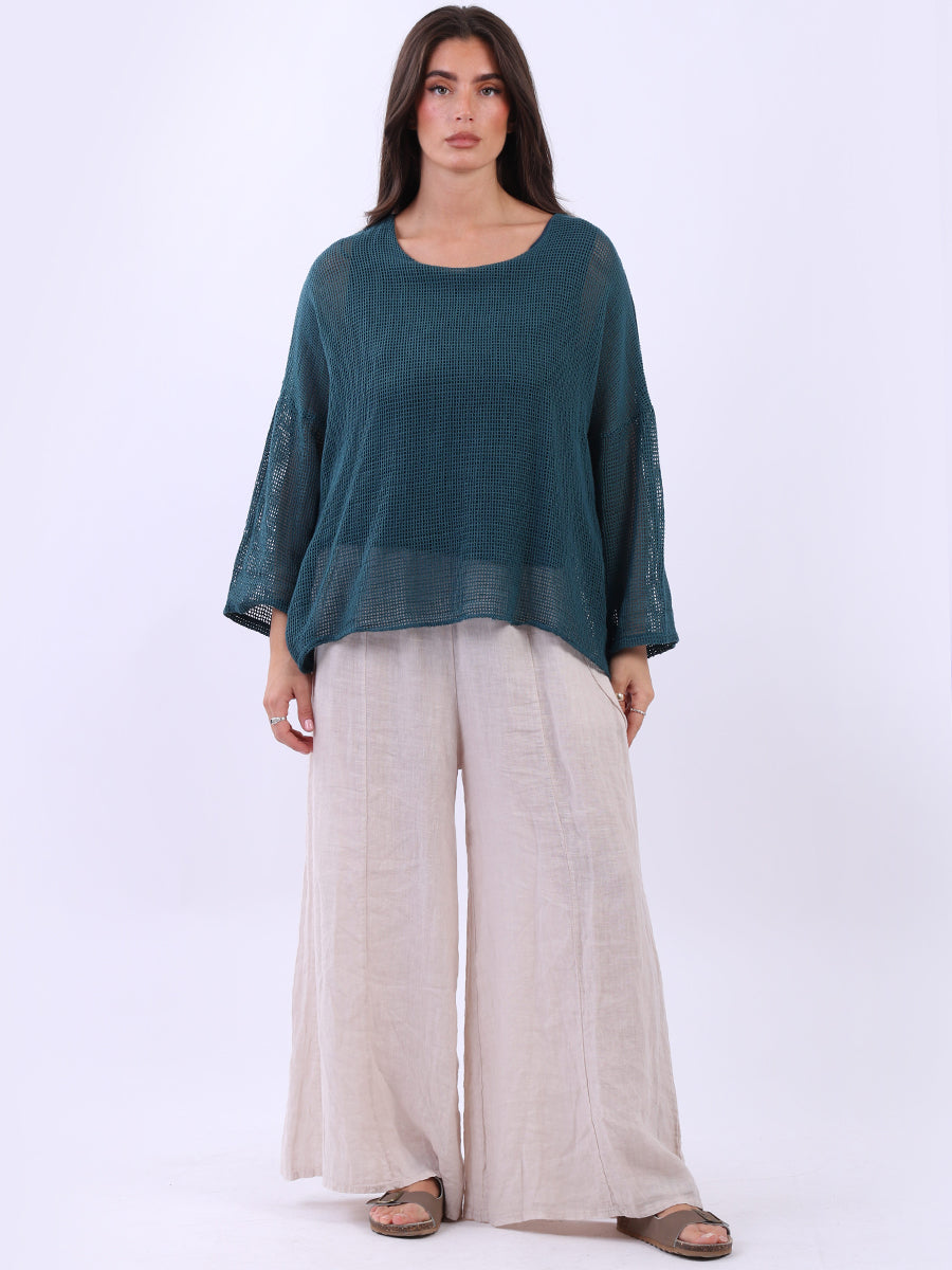 Mesh Net Cotton Top Teal