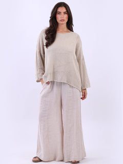 Mesh Net Cotton Top Beige