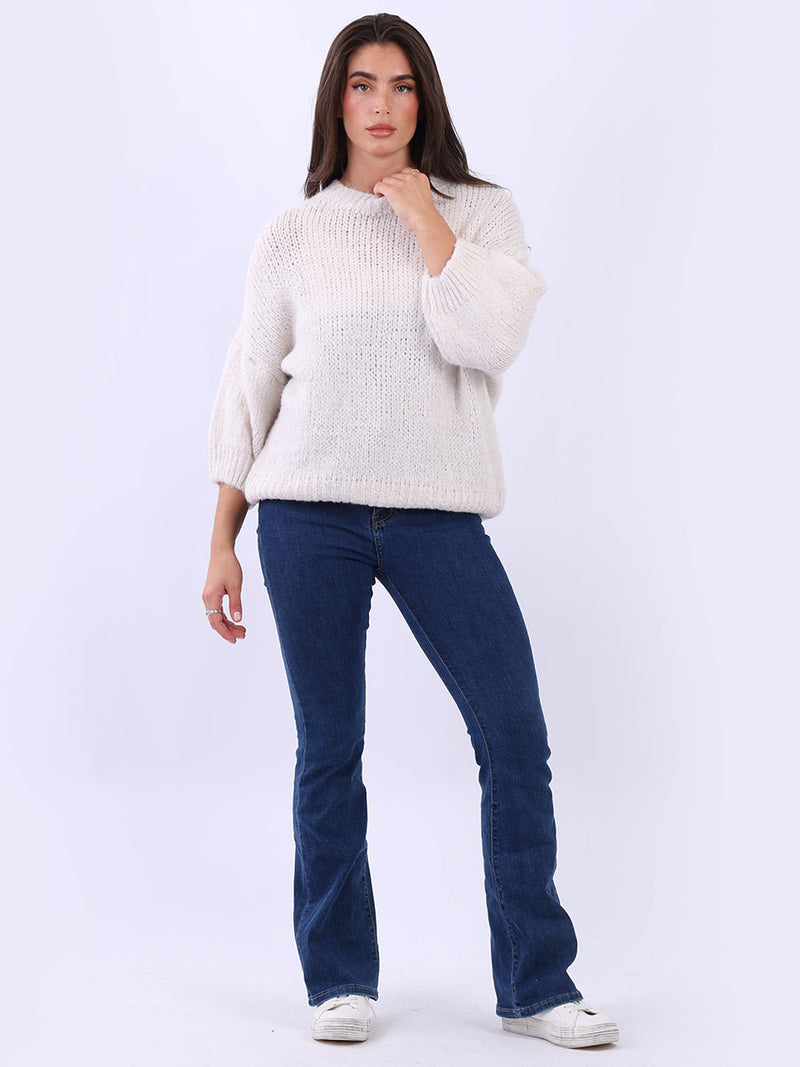 Solid Crop Wooly Jumper Beige