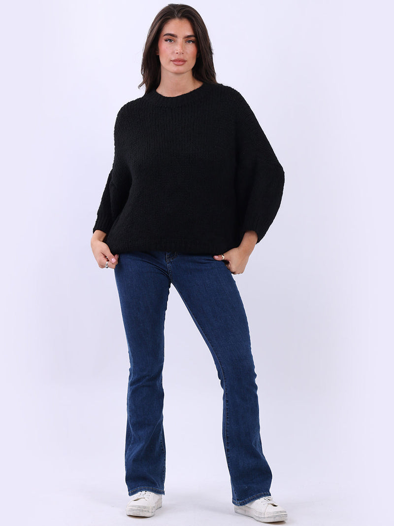 Solid Crop Wooly Jumper Black