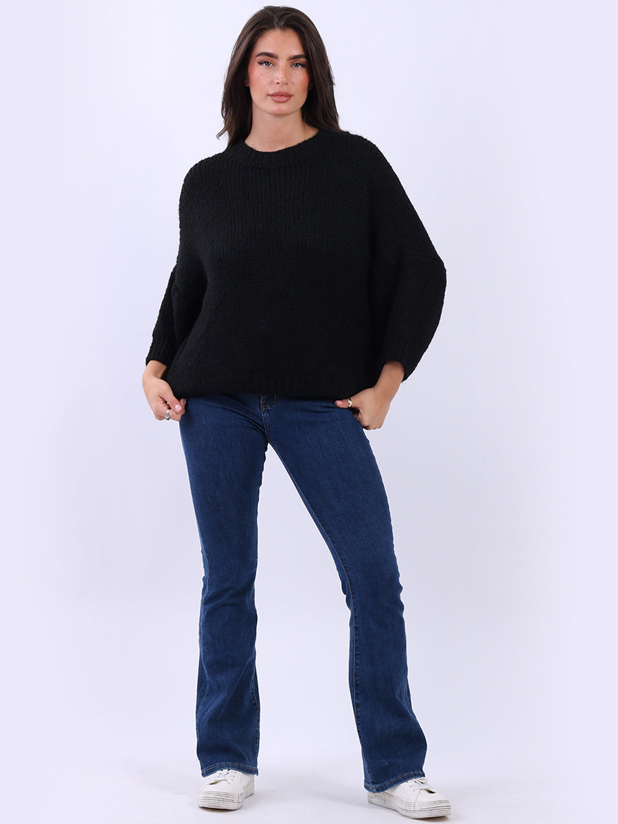 Solid Crop Wooly Jumper Black