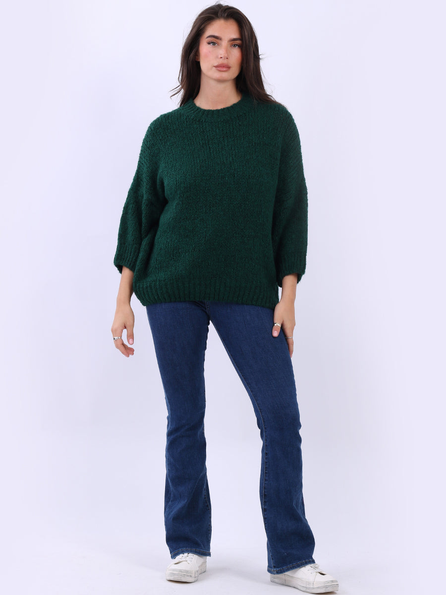 Solid Crop Wooly Jumper Bottle Green