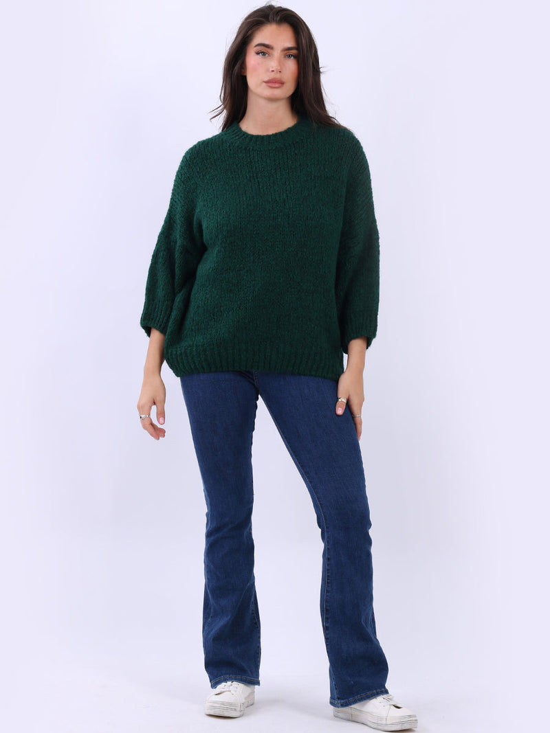 Solid Crop Wooly Jumper Bottle Green