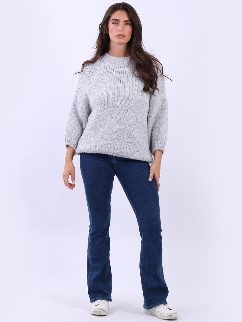 Solid Crop Wooly Jumper Silver