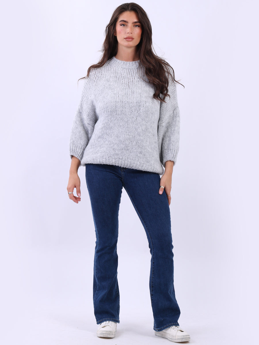 Solid Crop Wooly Jumper Silver