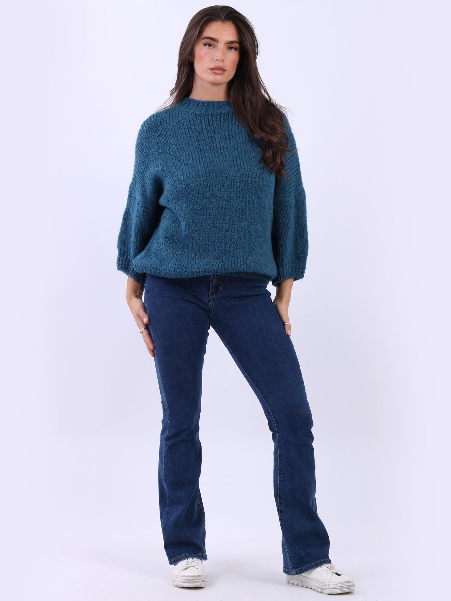 Solid Crop Wooly Jumper Teal