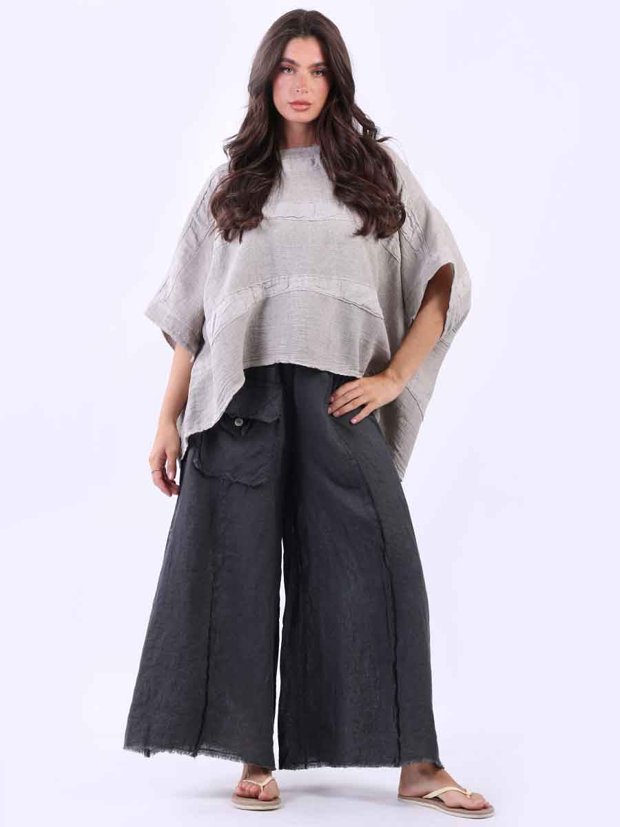 Plus Size Vintage Washed Linen Top Mocha