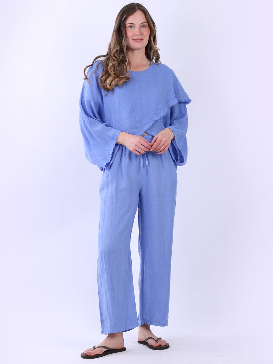 Cross Over Linen Top Denim