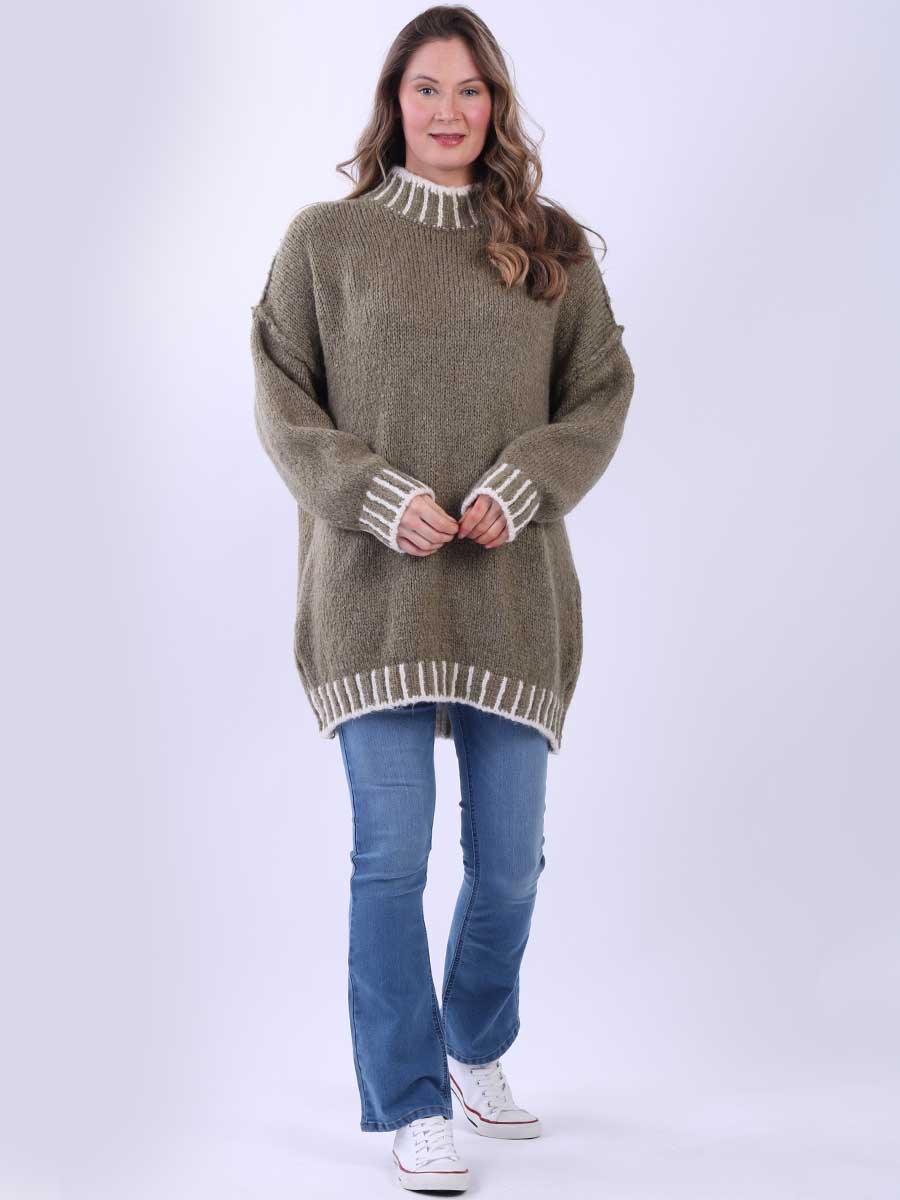 Knit Woolen Jumper Khaki