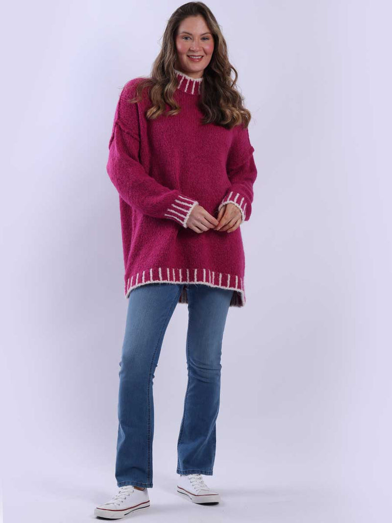 Knit Woolen Jumper Magenta