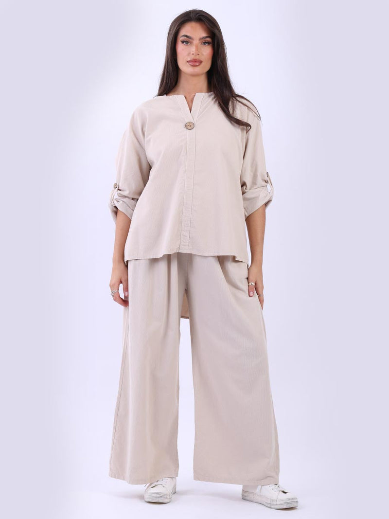 Cotton Corduroy Top Beige