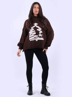 Xmas Tree Knitted Jumper Chocolate