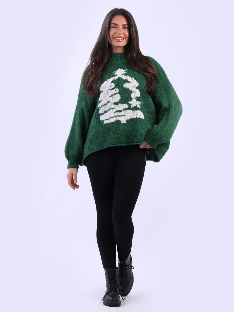 Xmas Tree Knitted Jumper Green