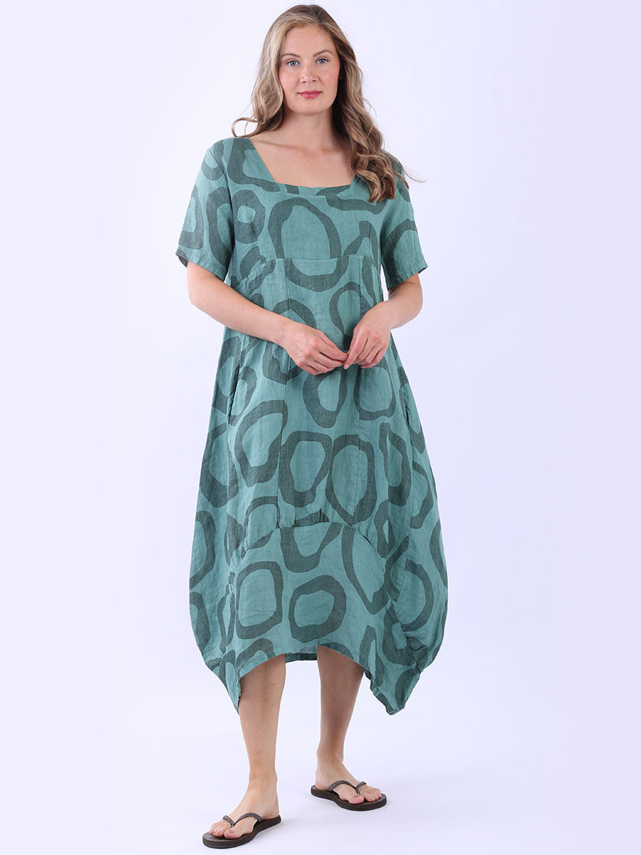 Slouchy Linen Dress Ocean Blue