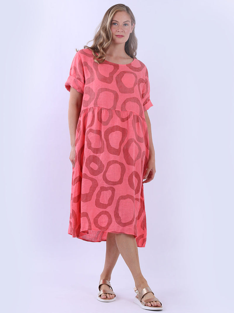 Plus Size Linen Dress Coral