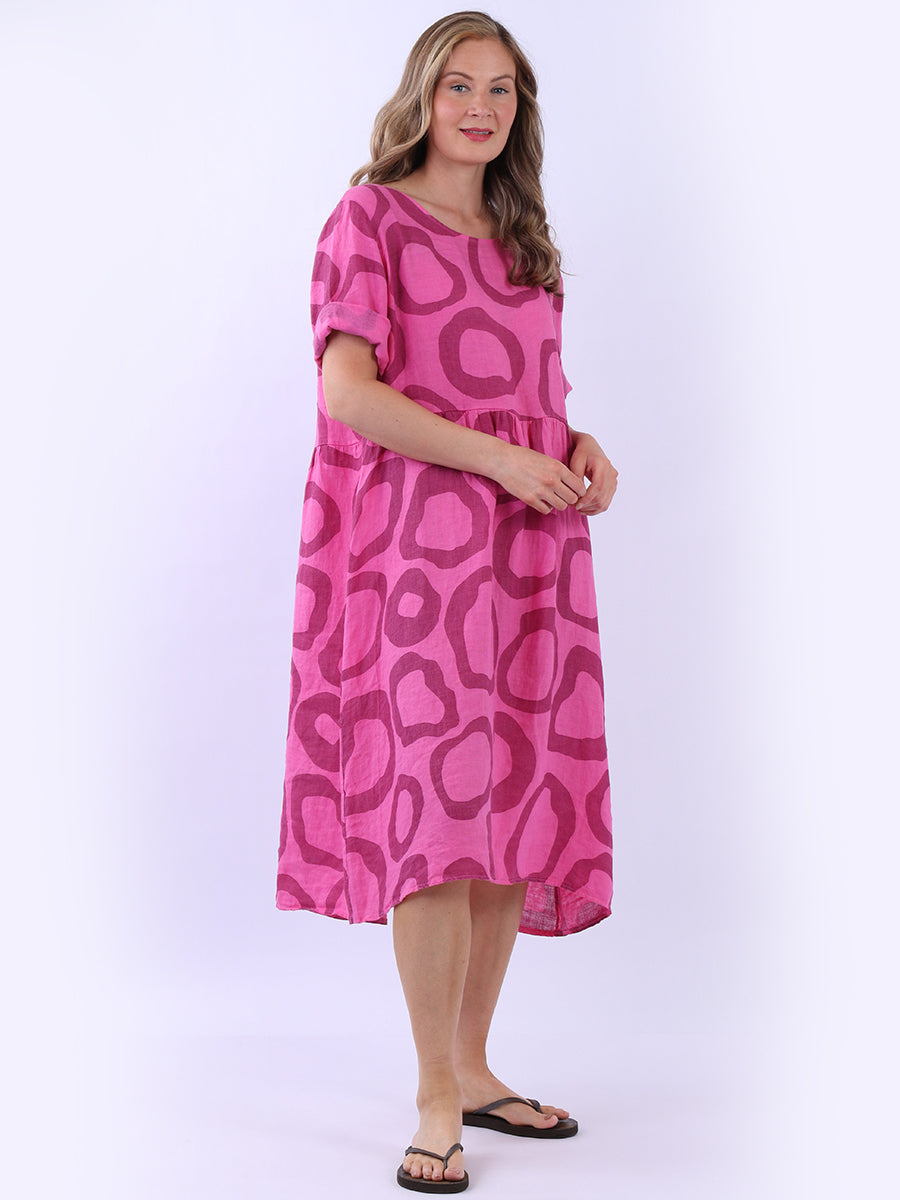Plus Size Linen Dress Fuchsia