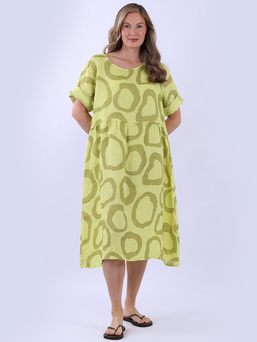 Plus Size Linen Dress Lime Green