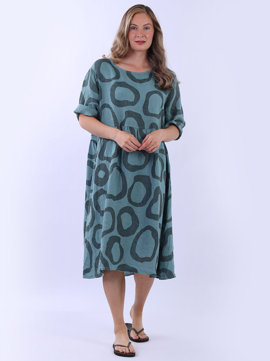 Plus Size Linen Dress Ocean Blue