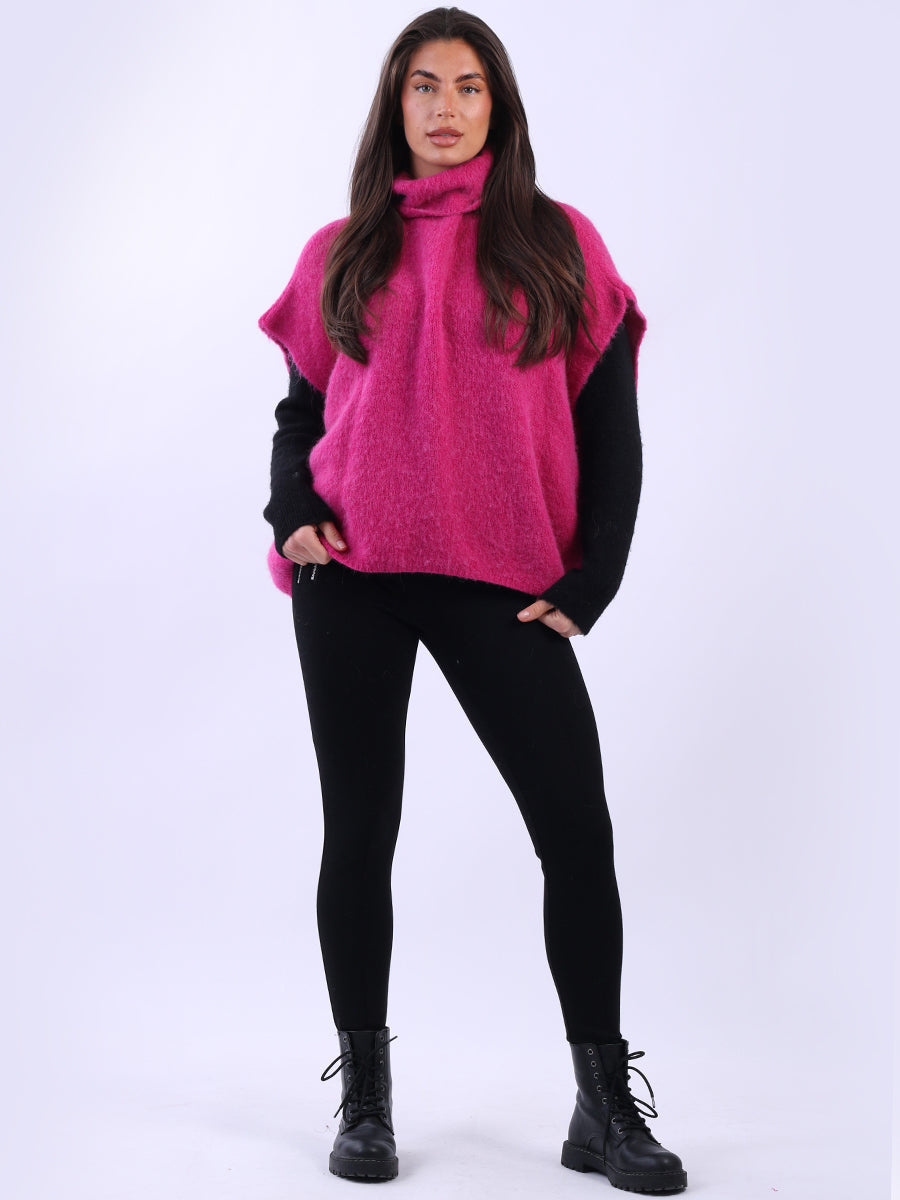 Batwing Wool Knit Jumper Fuchsia