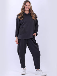 Solid Cotton Baggy Wool Top Charcoal