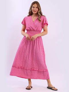 Smocked Floral Dress Fuchsia