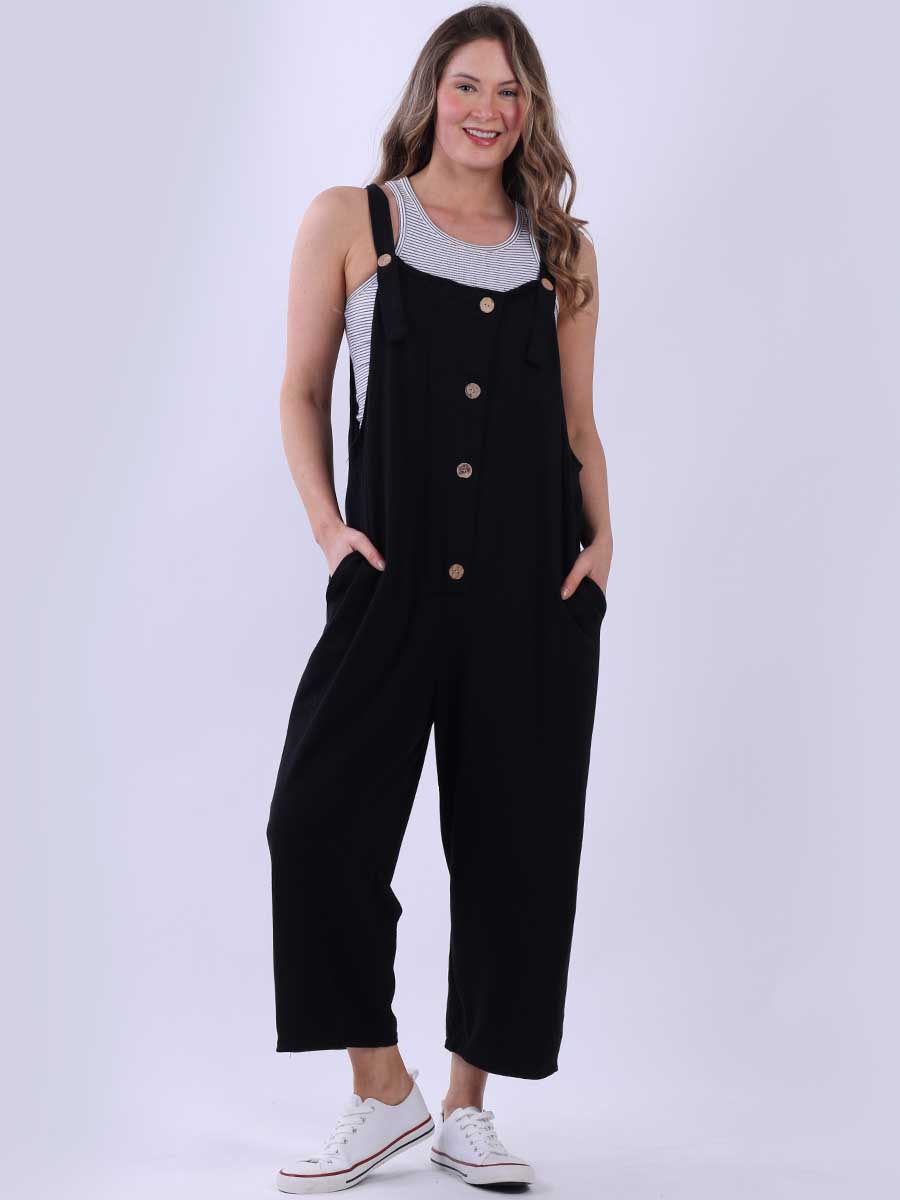Sleeveless Cotton Dungaree Black