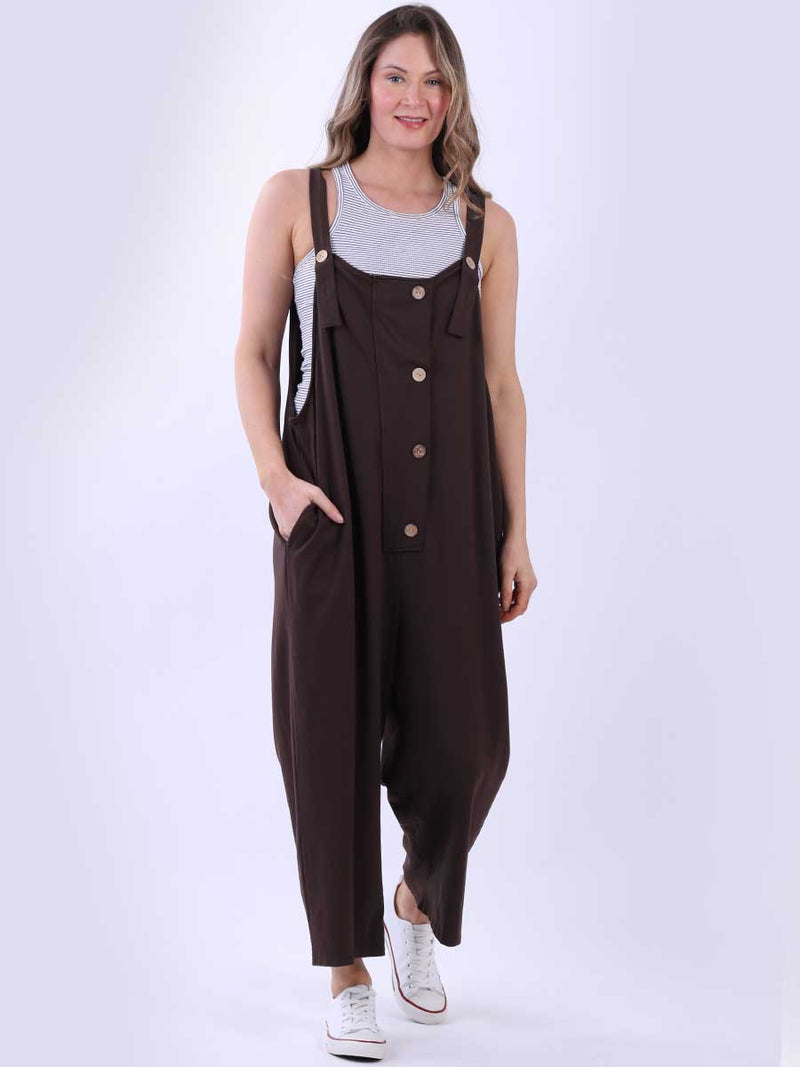 Sleeveless Cotton Dungaree Chocolate