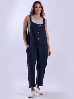 Sleeveless Cotton Dungaree Navy
