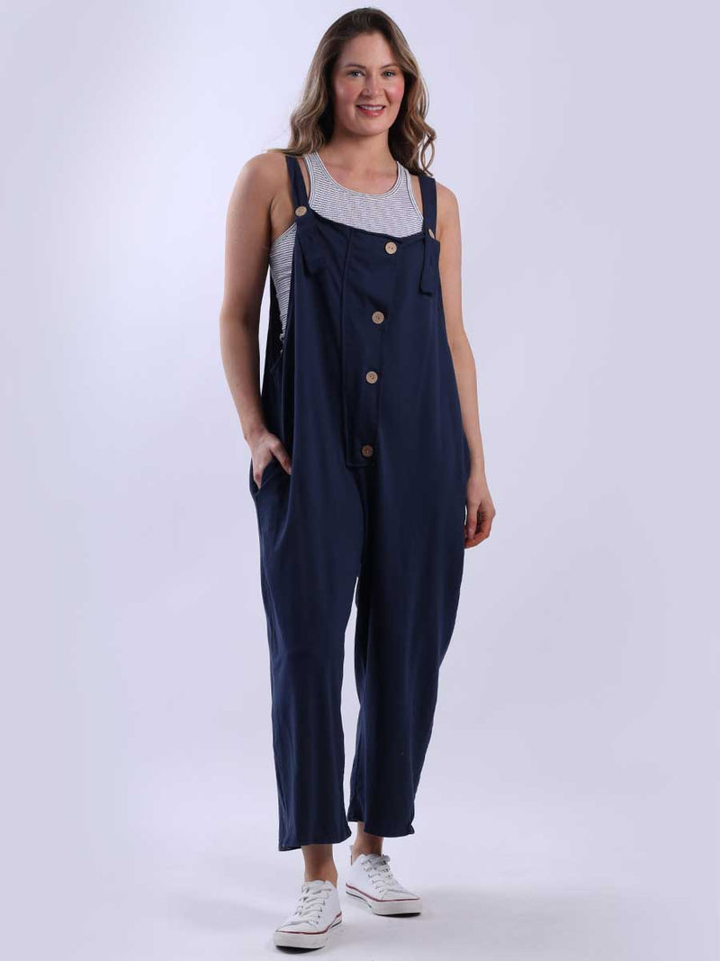 Sleeveless Cotton Dungaree Navy