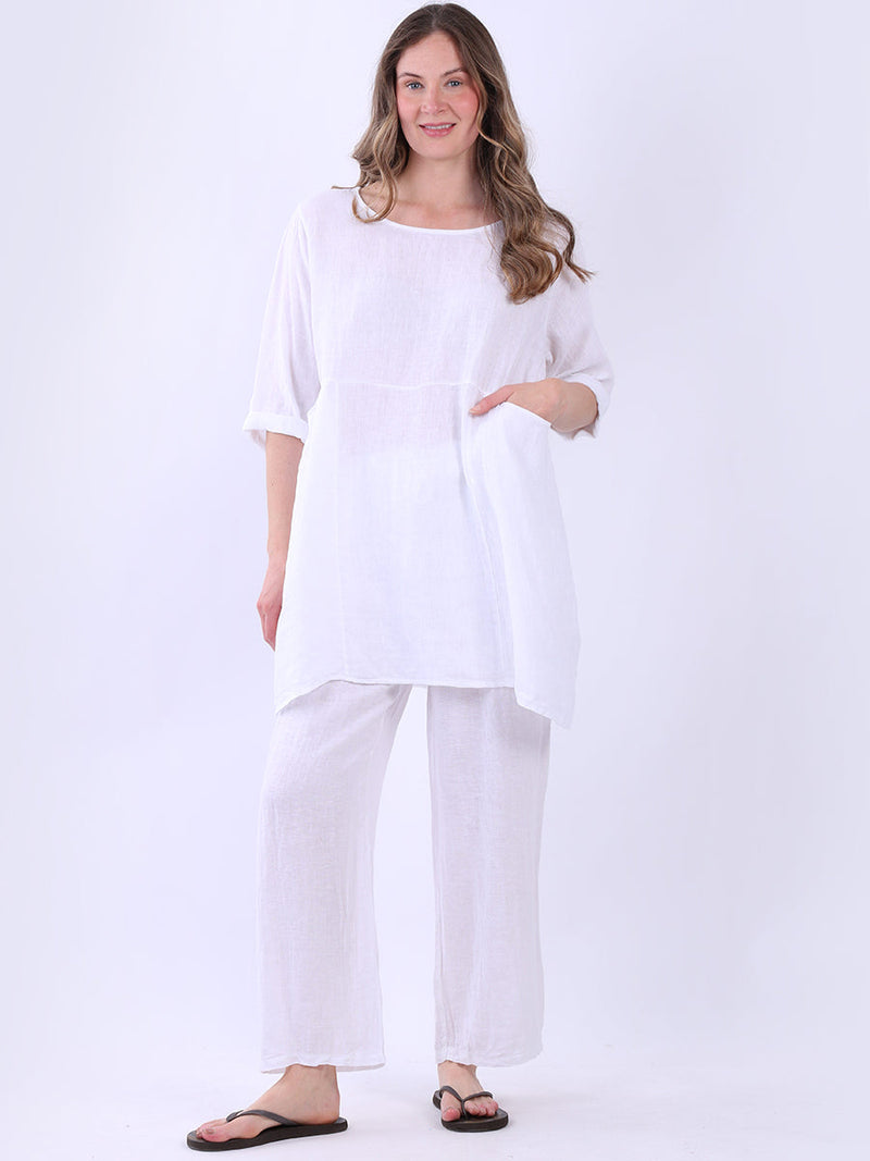 Plain Linen Top White