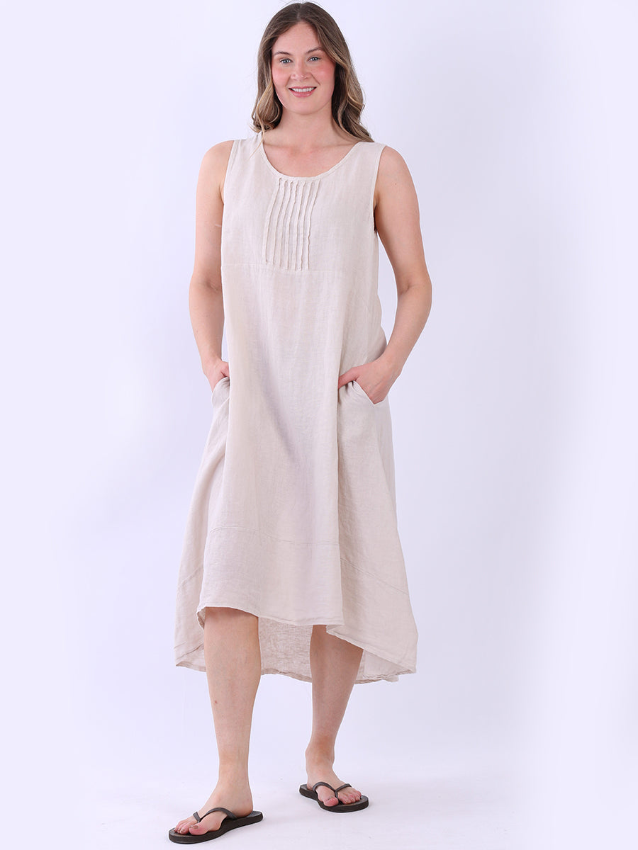 Sleeveless Linen Dress Beige