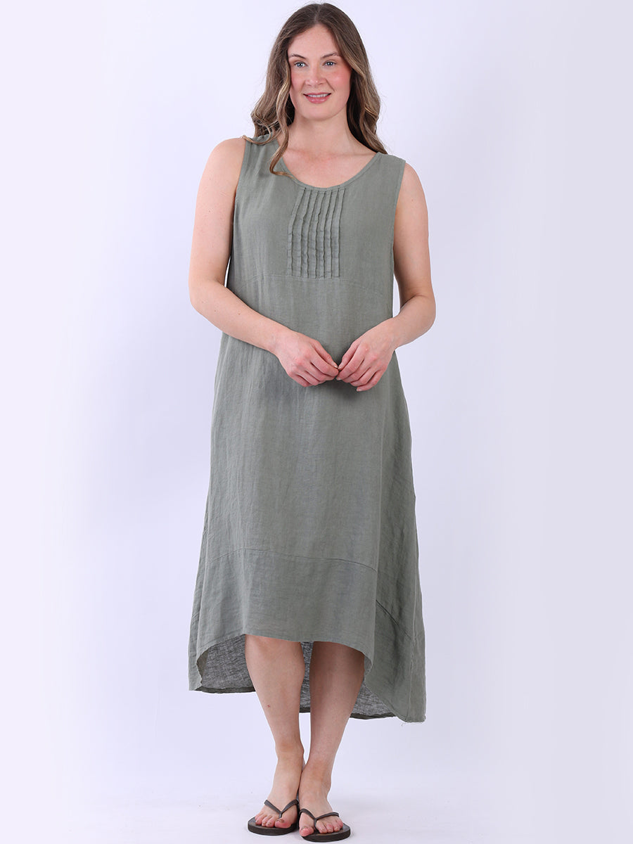 Sleeveless Linen Dress Khaki