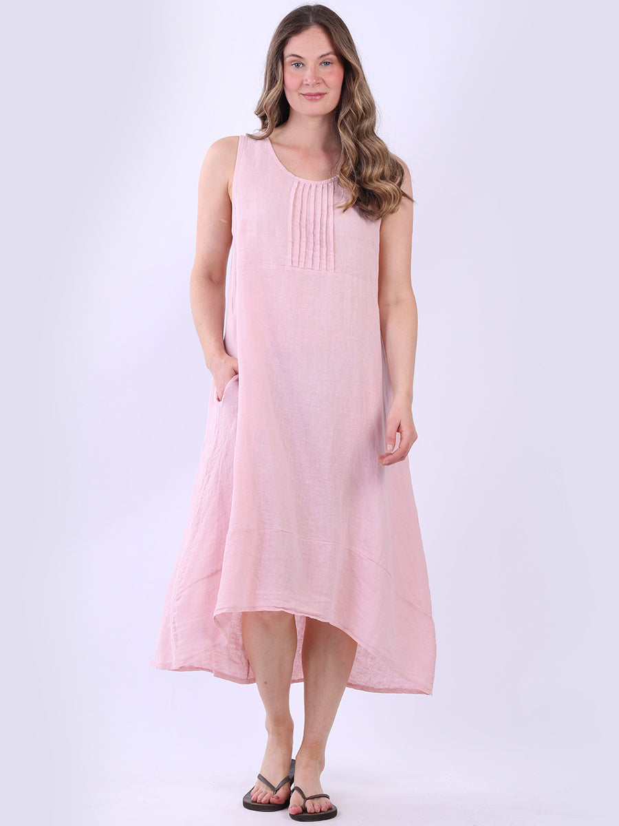 Sleeveless Linen Dress Pink
