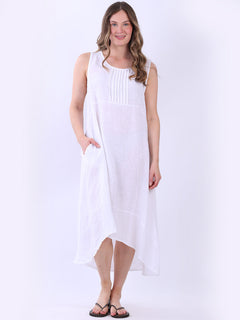 Sleeveless Linen Dress White