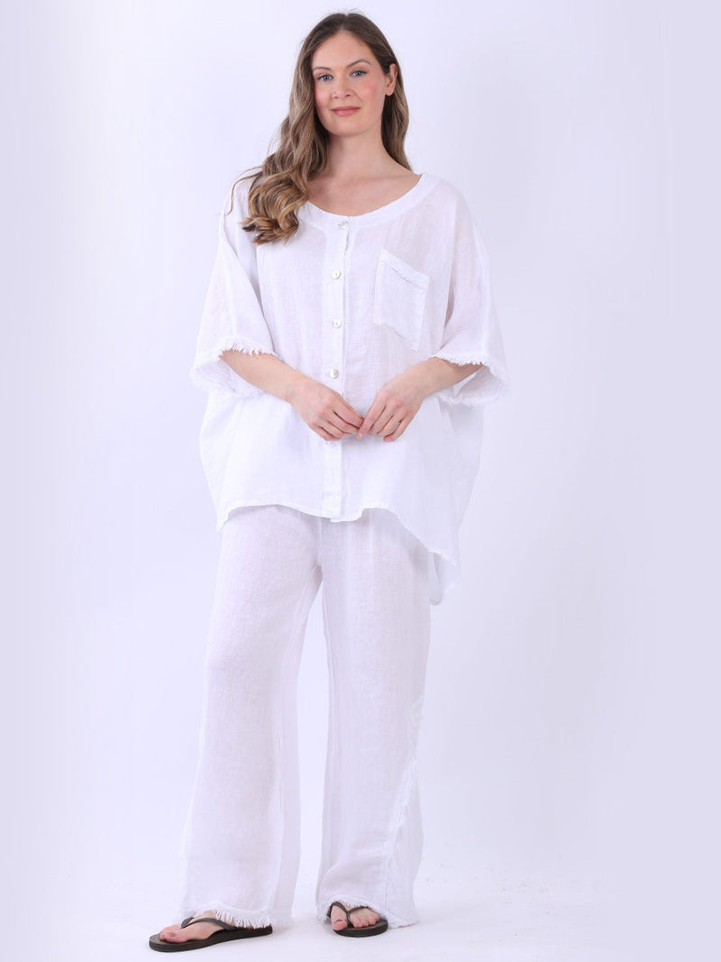 Button Down Linen Top White