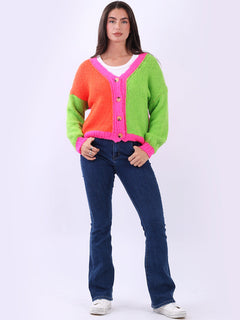Button Down Knitted Cardigan Fuchsia