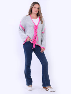 Whipstitch Tie Knot Cardigan Silver