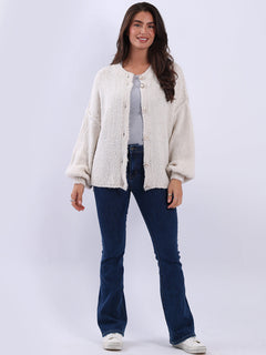 Button Down Wooly Cardigan Beige
