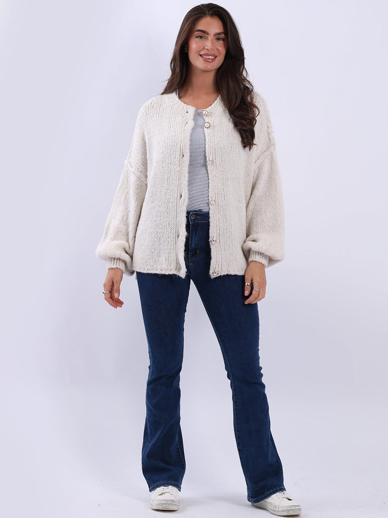 Button Down Wooly Cardigan Beige