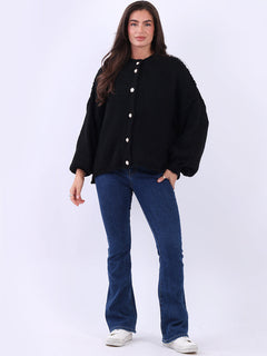Button Down Wooly Cardigan Black