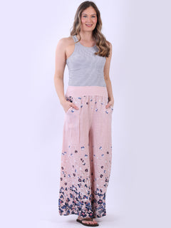 Floral Linen Trouser Pink