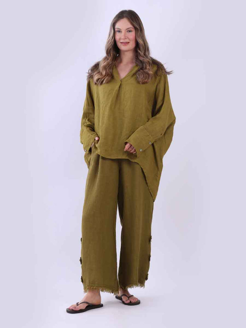 Batwing Linen Top Olive