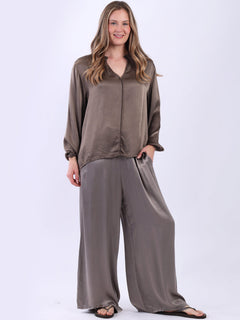 Plain Satin Crop Top Chocolate