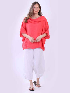 Linen Baggy Top Coral