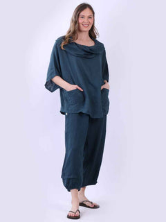 Linen Baggy Top Teal